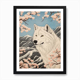 Arctic Wolf Vintage Japanese 3 Art Print