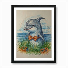 Dolphin In The Grass Art Print