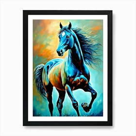 Blue Horse Painting 2 Art Print