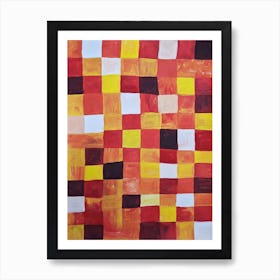 Red yellow pixel squares Art Print