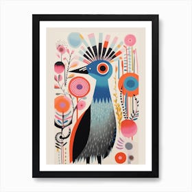 Colourful Scandi Bird Ostrich 1 Art Print