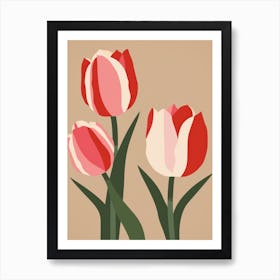 Tulips Flower Big Bold Illustration 3 Art Print