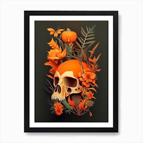 Animal Skull Orange 1 Botanical Art Print