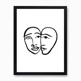 Faces 1 Line Art Print