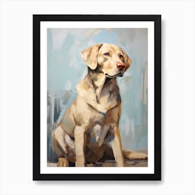 Labrador Retriever Dog, Painting In Light Teal And Brown 2 Art Print