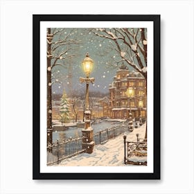 Vintage Winter Illustration Hamburg Germany 3 Art Print