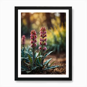 Pink Flowers In The Garden Art Print