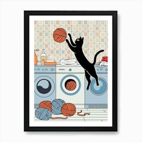 Cat In The Laundry Room 1 Art Print