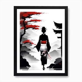 Traditional Japanese Art Style Geisha Girl 2 Art Print