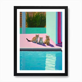 Hockney Inspired Kittens Art Print