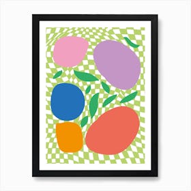 Checkerboard Pastels Abstract Summer Fruits Art Print