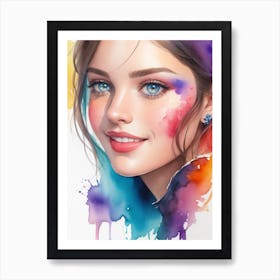 Dreamshaper V5 A Vibrant Watercolor Portrait Of A Young Women 0 Art Print