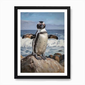 African Penguin Boulders Beach Simons Town Oil Painting 4 Art Print