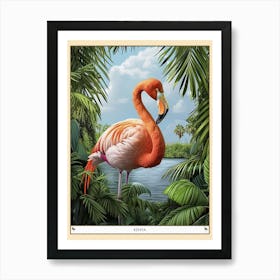 Greater Flamingo Kenya Tropical Illustration 3 Poster Affiche