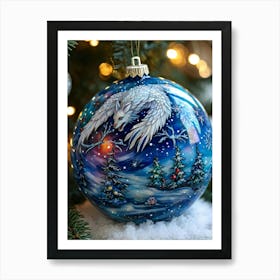 Porcelain Creature Sculpted Into A Christmas Ball Form Intricately Painted With A Kaleidoscope Of C Art Print