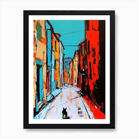 Painting Of A Florence With A Cat In The Style Of Of Pop Art 4 Art Print