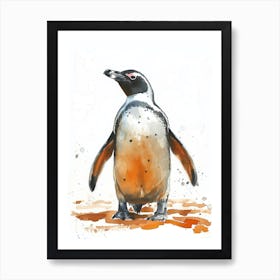 Humboldt Penguin Livingston Island Watercolour Painting 1 Art Print