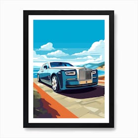 A Rolls Royce Phantom In Causeway Coastal Route Illustration 2 Art Print