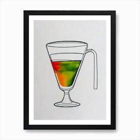 Mexican MCocktail Poster artini Minimal Line Drawing With Watercolour Cocktail Poster Art Print