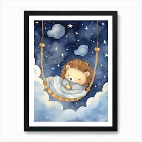 Baby Hedgehog 1 Sleeping In The Clouds Art Print