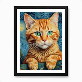 Starry Night Cat 1 Art Print