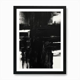 Black Brush Strokes Abstract 4 Art Print