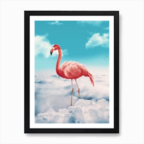 Flamingo In The Clouds Art Print