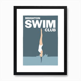 Brighton swim club in vintage art deco style Art Print