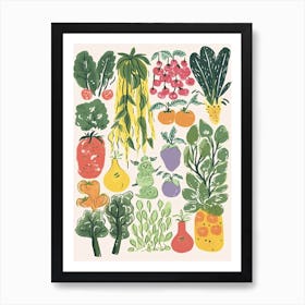 Cute Kawaii Group Of Vegetables 3 Art Print