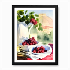 Loganberry Italian Watercolour fruit Art Print