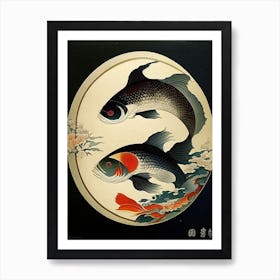 Fish Yin and Yang 6, Japanese Ukiyo E Style Art Print