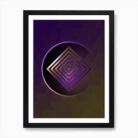 Geometric Neon Glyph on Jewel Tone Triangle Pattern 126 Art Print