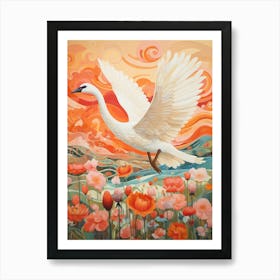 Swan 3 Detailed Bird Painting Art Print