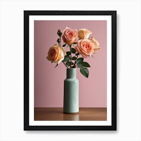 A Vase Of Pink Roses 106 Art Print