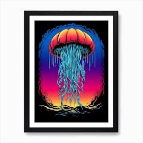 Upside Down Jellyfish Pop Art Style 4 Art Print