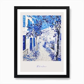 Rhodes Greece 2 Mediterranean Blue Drawing Poster Art Print