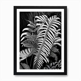 Australian Tree 1 Fern Linocut Art Print