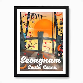 Seognam South Korea Travel poster Art Print