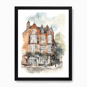 Hackney London Neighborhood, Watercolour 3 Art Print