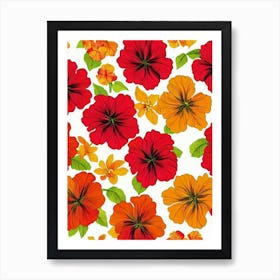 Hibiscus Repeat Retro Flower Art Print