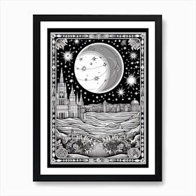 Stockholm, Sweden, Tarot Card Travel  Line Art 3 Art Print