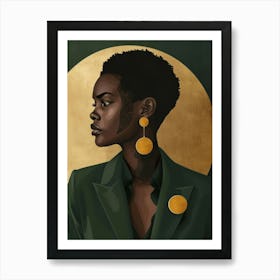 African Woman With Gold Earrings 2 Art Print