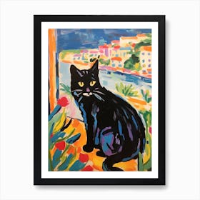 Painting Of A Cat In Nice France 2 Art Print