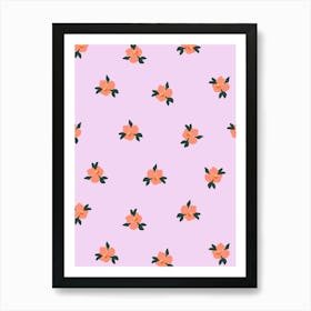 Little Blossom Floral Print - Coral and Lilac Pink Affiche