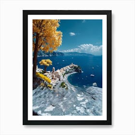 Yellow Tree On The Cliff Art Print