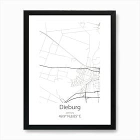 Dieburg,Germany Minimalist Map Art Print