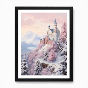 Dreamy Winter Painting Schloss Neuschwanstein Germany Art Print