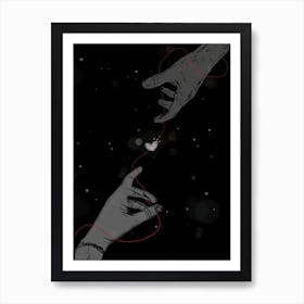 Two Hands Reaching For Each Other Art Print