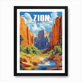 Zion National Park, Utah The Narrows Vintage Art Print