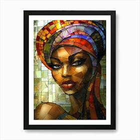 African Woman Stained Glass 3 Art Print